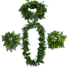 Hawaiian Party Garland Set with Artificial Green Leaves, 4