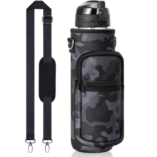Αθλητικό μπουκάλι νερού 32oz χωρίς BPA, αδιάβροχο, με καλαμάκι, μονωμένο μανίκι από