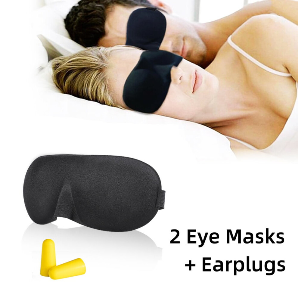 ã3D Contoured Sleep Mask & Earplugs SetãUltra-Soft Blackout Eye Mask for Adults - Adjustable Strap - Zero Pressure Design