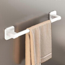 (40cm, white) No Drill Towel Bar, Adhesive Bathroom Shelves, Wall Mounted Organizer, Strong Sticky Shower Storage Rack, Bathroom Organizer for Home