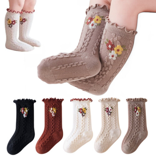 Baby Girls Ruffle Socks Solid Crew Style 5 Pairs