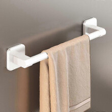 (30cm, white) No Drill Towel Bar, Adhesive Bathroom Shelves, Wall Mounted Organizer, Strong Sticky Shower Storage Rack, Bathroom Organizer for Home