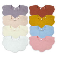 Baberos de muselina de 4 capas súper absorbentes, paquete de 8, para bebés y niños pequeños, para la dentición y el babeo – 100 % algodón.