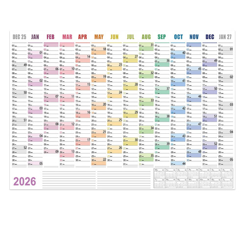 Ημερολόγιο τοίχου ολόκληρου έτους 2026 – Ετήσιο ημερολόγιο μίας σελίδας, συμβατό