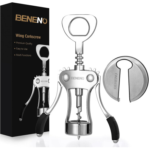 Premium Zinc Alloy Wing Corkscrew, Multifunctional Bottle Opener, compatible with Sharp Wine Corkscrew
