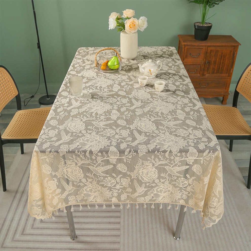Rectangular Waterproof Tablecloth Polyester with Beige