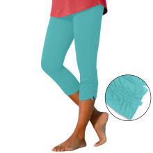 Women's Sky Blue Capri Leggings Elastic Knee-Length