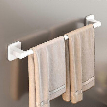 (50cm, white) No Drill Towel Bar, Adhesive Bathroom Shelves, Wall Mounted Organizer, Strong Sticky Shower Storage Rack, Bathroom Organizer for Home
