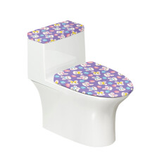 Ensemble de 2 housses de siège de toilette à motifs de lapins avec nœuds, bord élastique, facile à installer - Idée cadeau