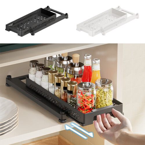 Pull-Out Under Sink Kitchen Storage Shelf Multi-Layered Organizer for Bathroom and Spice Storage Space Saving Solution