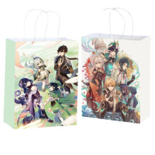 12 sacchetti regalo per bomboniere a tema anime Genshin Impact, ideali per feste di compleanno a tema e decorazioni. Sacchetti regalo in carta kraft.