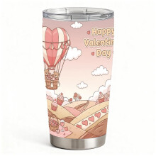 Adorable Bear Couple Valentine Tumbler, Double-Wall Hot Cold Coffee Cup, Romantic Gift for Girlfriend