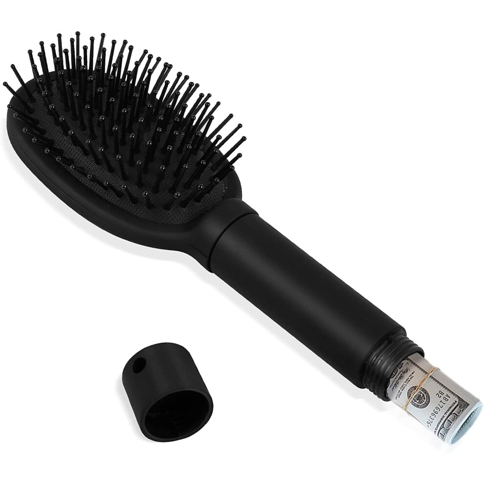 Black Diversion Safe Hair Brush For Cash, Jewelry, Keys Â Beach & Travel Security Comb (Black)