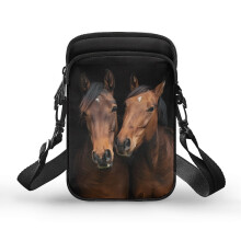 Schultertasche mit Pferdemuster für Erwachsene mit Reißverschluss, verstellbarem Schultergurt, Crossbody-Tasche, doppellagigem Polyester