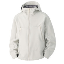 Men's Casual Sports Hooded Tactical Jacket, Outdoor Windproof Waterproof for Travel & Hiking, Light Gray, Size L
