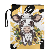 Sunflower Cow Book Organizer Bag Bible Case Bag for Lightweight Book Cover Carrying Case Polyester Fabric with Washable and Zipper