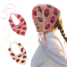 Crochet Bandanas Headbands for Women Girls Strawberry Design