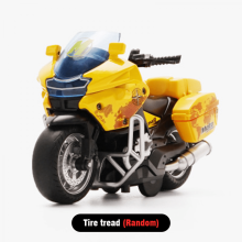 Kids Pull Back Motorcycle Toys, 1:14 Police Motorcycles Toy with Music & Lights for Boys Tiny Birthday Gifts(Yellow)