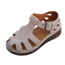 Women's Brown Wedge Sandals Casual Peep Toe Hollow Platform