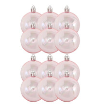 12pcs Iridescent Pink Christmas Balls, 1.2" Shatterproof Rainbow Ornaments for Party, Wedding, Home, Compatible with Christmas Decor