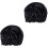 2Pcs Solid Color Black Sleeping Hat Women Soft Elastic Hair Cap 3