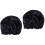 2Pcs Solid Color Black Sleeping Hat Women Soft Elastic Hair Cap 4