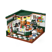 Set de blocuri de construcție pentru adulți, kit de construcție DIY pentru cafenea, cu 527 de piese, mini blocuri de construcție pentru decor și