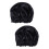 2Pcs Solid Color Black Sleeping Hat Women Soft Elastic Hair Cap 7