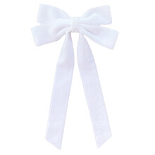 Velvet Ribbon Bows for Christmas Tree – 1 Pc Vintage Rustic Craft Bow, 7.09", White, for Garland, Wreath, Gift Wrapping & DIY Decor
