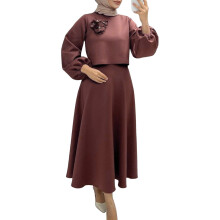 Elegant Women's Floral Printed Loose Fit Long Sleeve Tunic and Pants Two Piece Outfit Set