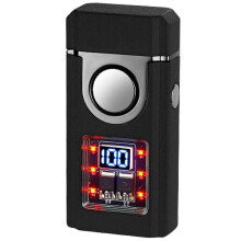 (Matte Black) Double Jet Flame Windproof Lighter with Digital Display & Intelligent Induction, USB Rechargeable Metal Lighter for Men