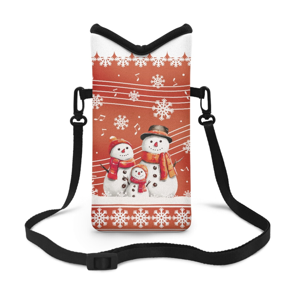 Crossbody Phone Pouch, 4X8", Snowman & Music Note Print, Neoprene Sleeve With Adjustable Strap & Top Opening Â Compatible With Iphone & Android 9193271975069
