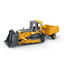 2in1 Dump Truck & Bulldozer Toy Car for Kids,1:24 Scale Construction Vehicle for Boys Christmas Birthday Gifts(Yellow)