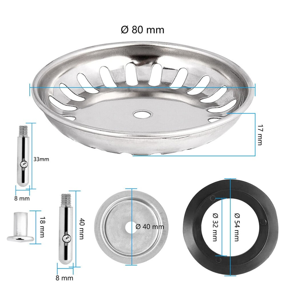 Premium Kitchen Sink Strainer Replacement Waste Plug Basin Drain Filter Steel Sink Drain Basket Garbage Plug Filter Stainless 9341593624503