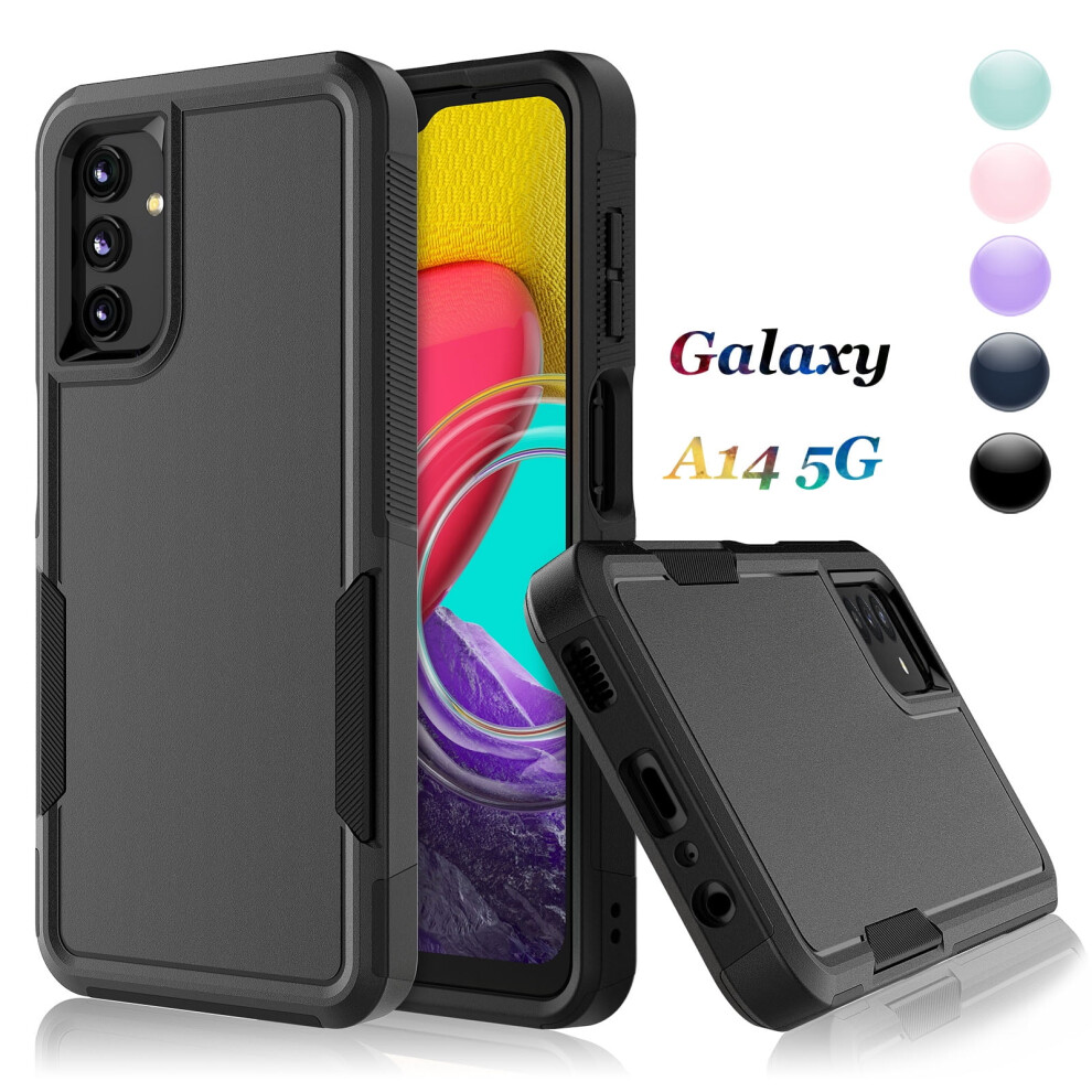 2-In-1 Pc & Rubber Shockproof Case For Samsung Galaxy A14 5G 6.6" (2022) Â Compatible With Galaxy A14 5G Black 9401284731023