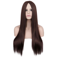 Perruque longue et lisse en cheveux synthétiques pour adulte, idéale pour les fêtes à thème d'Halloween et les célébrations festives.