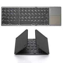 Foldable Wireless Keyboard with Touchpad, Rechargeable Pocket-Sized Folding Travel Keyboard for Phone, Android, Windows -Black