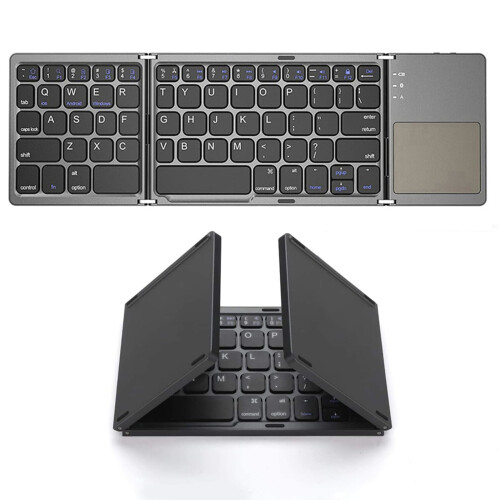 Πτυσσόμενο ασύρματο πληκτρολόγιο με touchpad, επαναφορτιζόμενο πληκτρολόγιο τσέπης