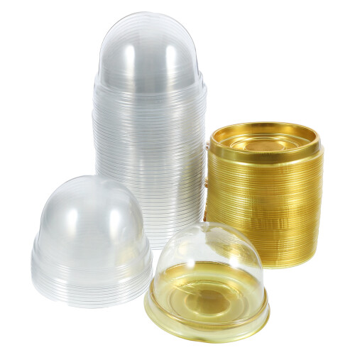 100Pcs Golden Moon Cake Dome Boxes PP Pet Mini Cake Packaging Boxes 2
