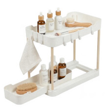 GEEZY 2 Tier Under Sink Organiser Pull Out Sliding Cabinet Bathroom Storage Kitchen