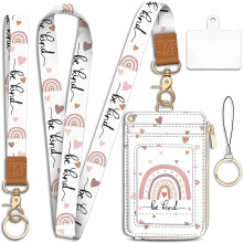 Be Kind Rainbow Lanyard Wallet with ID Holder and RFID Card