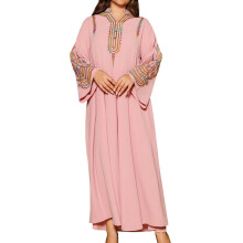 Elegant Women's Embroidered Pullover Dress Robe Long Sleeve Abaya for Daily Wear