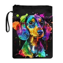 1pcs Notebook Wraps with Lightweight Polyester Fabric Carrying Book Case for Paperbacks Hardcover Notebook Bible Journal Textbooks Paint Splash Dog