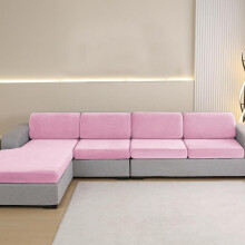 (Pink, XL-4seat) Count Soft Comfortable Sofa Seat Cushion Cover, Dustproof Sofa Cover for Home Living