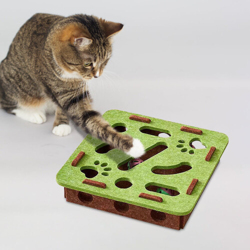 Kattklöspussellåda för katt, interaktiv leksak