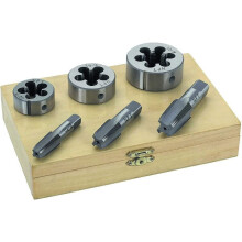 6PC 1/4" 3/8" 1/2" STEEL TAP & TOOL THREADER THREAD KIT PIPE THREADING
