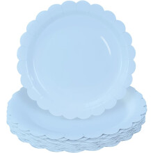 50 Pieces Light Pink Paper Plates 7 Inch Pink Scalloped Plates Disposable Dinner Plates for Wedding Baby Shower Birthday Party Dessert Plates