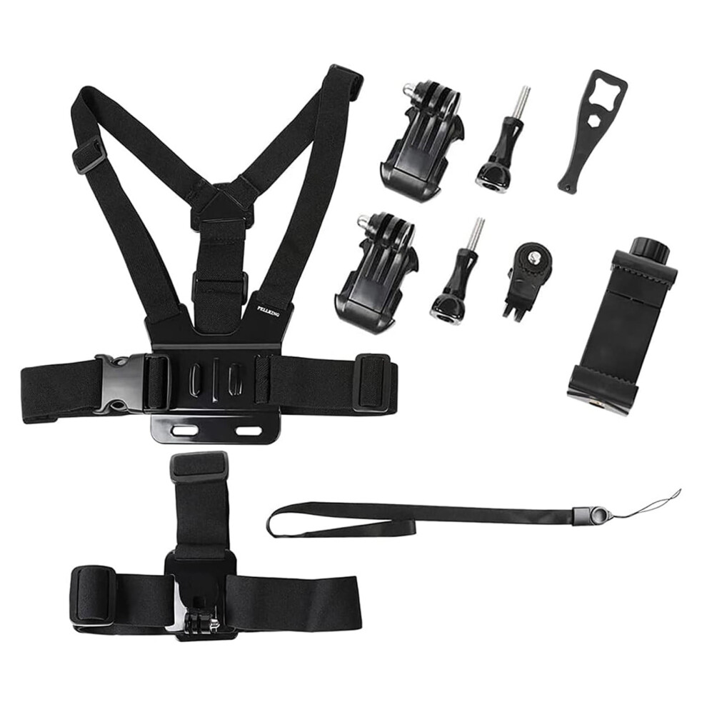 Mobile Phone Chest Strap Harness Kit w/ Head Strap & Clip – Compatible with Multiple Smartphones