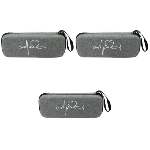 3Pcs Durable Grey Stethoscope Storage Case with Accessory Pouch 2
