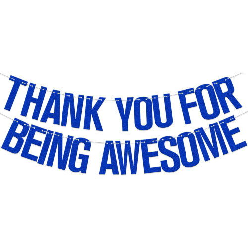 Blaues Glitzer-Banner „Danke, dass du so toll bist“ (1er-Pack)